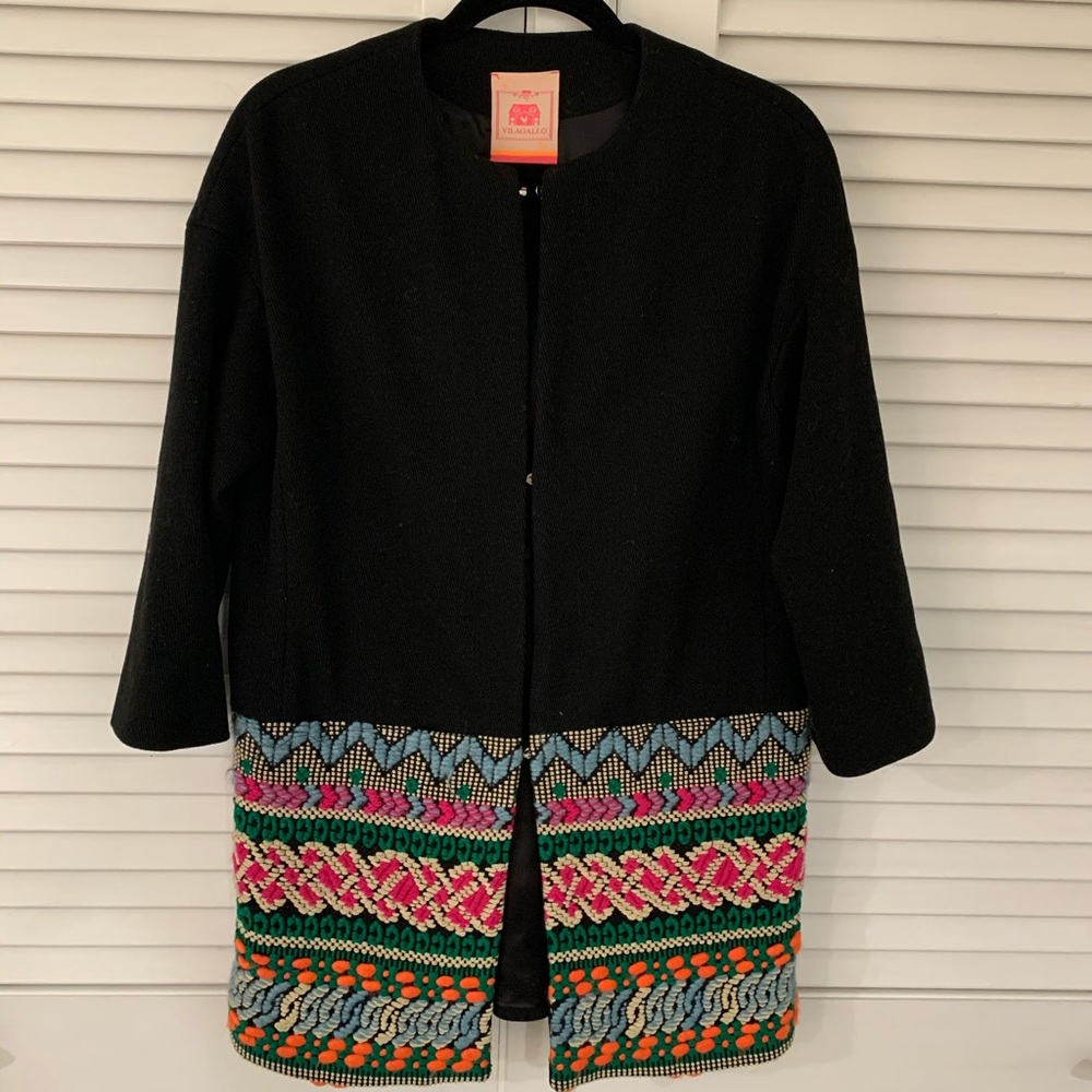 Embroidered black wool jacket by Vilagallo